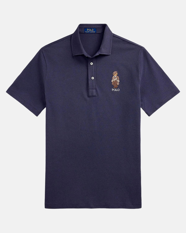 RALPH LAUREN MENS CUSTOM SLIM FIT POLO BEAR POLO SHIRT FADED BLUE HRTG BEAR-Designer Outlet Sales