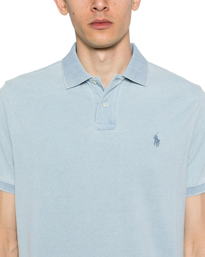 RALPH LAUREN MENS CUSTOM SLIM FIT POLO SHIRT LIGHT INDIGO-Designer Outlet Sales