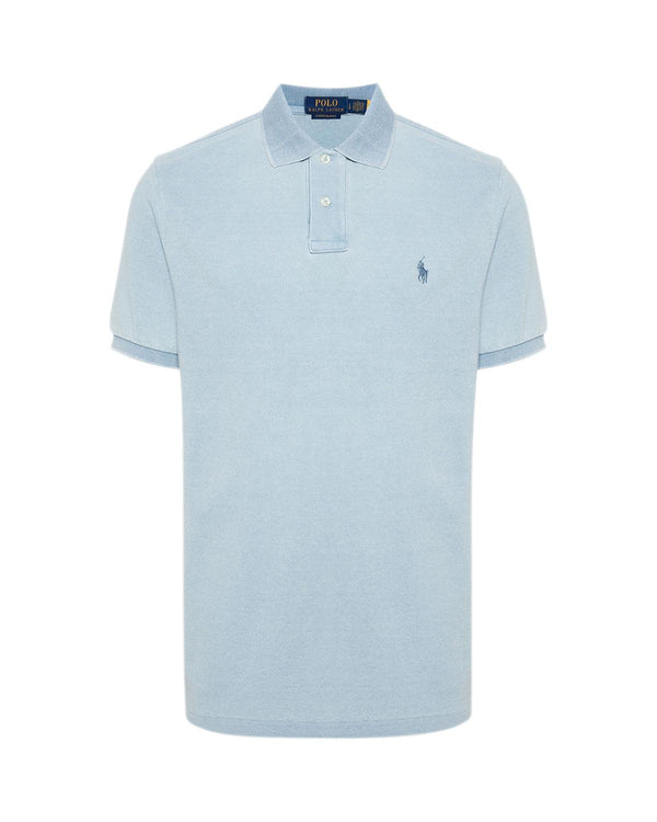 RALPH LAUREN MENS CUSTOM SLIM FIT POLO SHIRT LIGHT INDIGO-Designer Outlet Sales