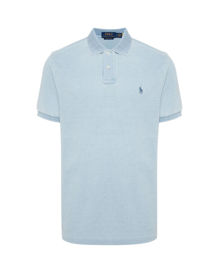 RALPH LAUREN MENS CUSTOM SLIM FIT POLO SHIRT LIGHT INDIGO-Designer Outlet Sales