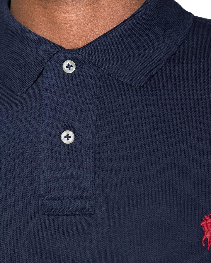 RALPH LAUREN MENS CUSTOM SLIM FIT POLO SHIRT NAVY-Designer Outlet Sales