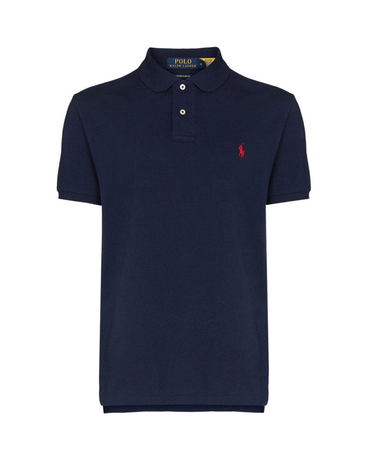 RALPH LAUREN MENS CUSTOM SLIM FIT POLO SHIRT NAVY-Designer Outlet Sales