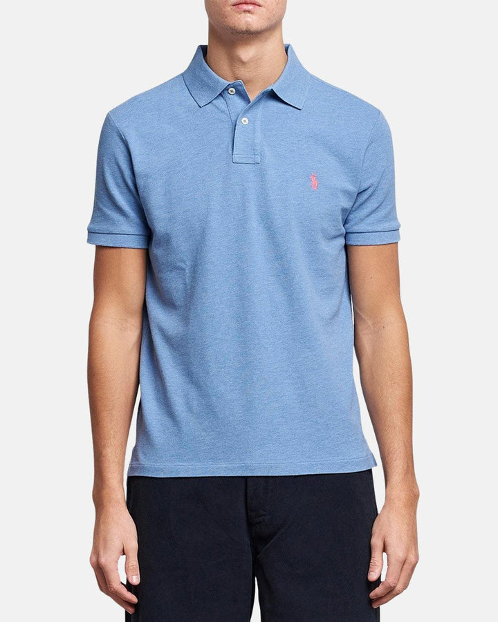 RALPH LAUREN MENS CUSTOM SLIM FIT POLO SHIRT SOFT ROYAL HEATHER-Designer Outlet Sales