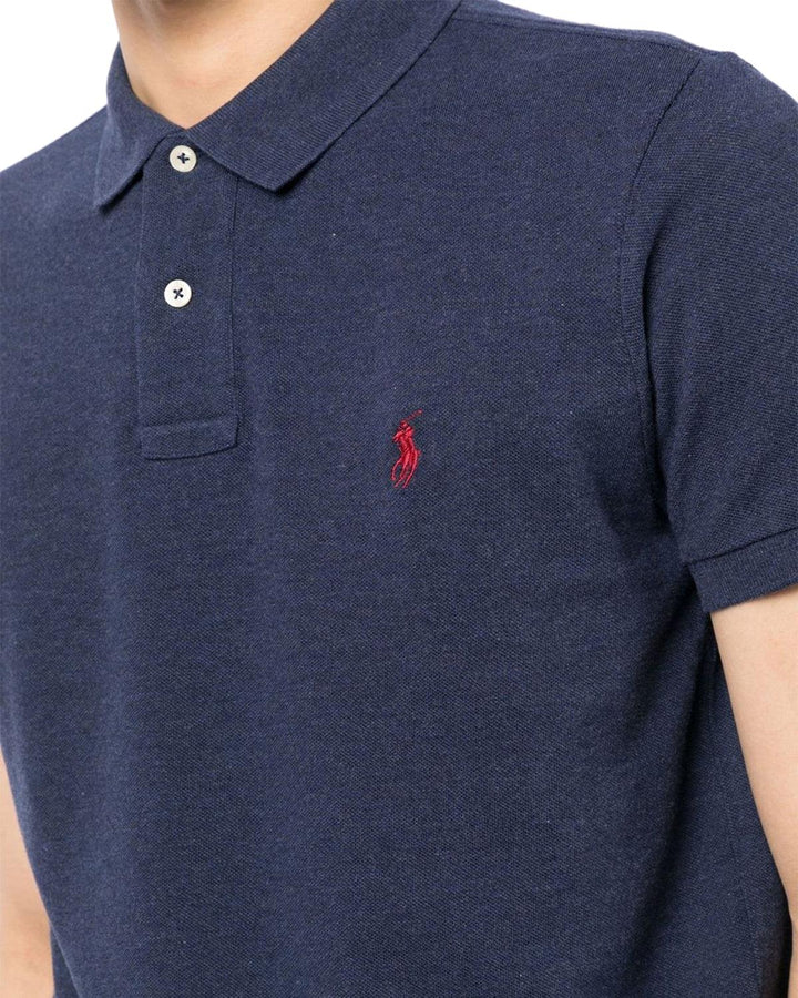 RALPH LAUREN MENS CUSTOM SLIM FIT POLO SHIRT SPRING NAVY HEATHER-Designer Outlet Sales