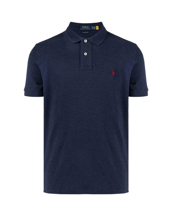 RALPH LAUREN MENS CUSTOM SLIM FIT POLO SHIRT SPRING NAVY HEATHER-Designer Outlet Sales