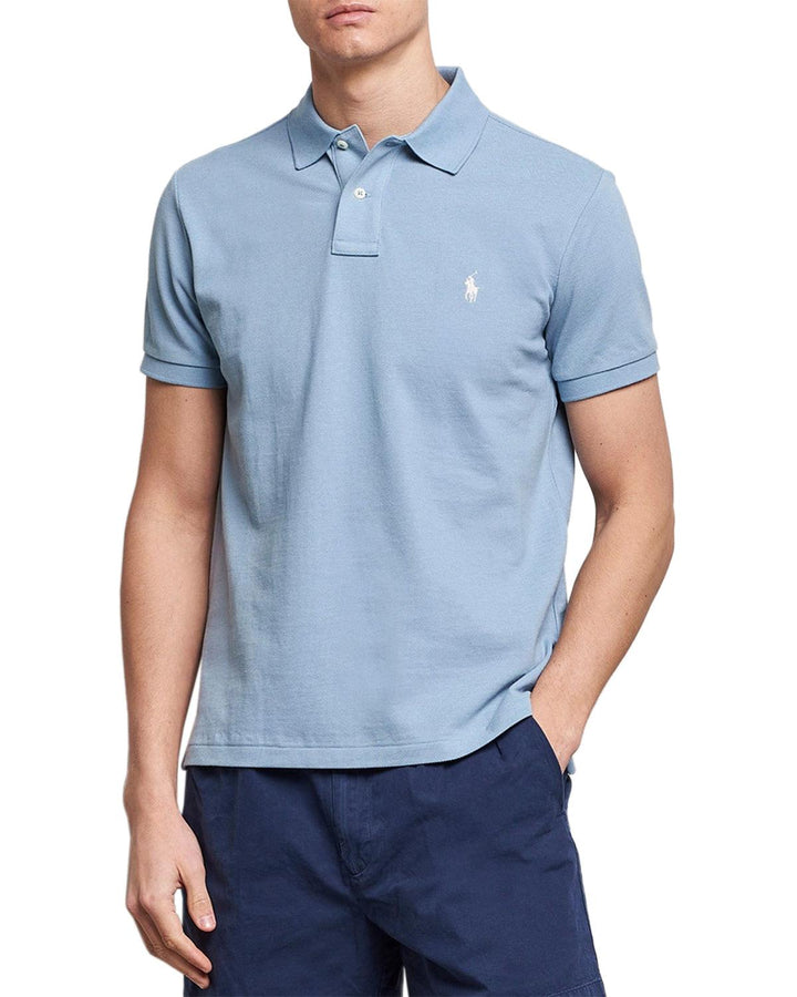 RALPH LAUREN MENS CUSTOM SLIM FIT POLO SHIRT VESSEL BLUE-Designer Outlet Sales