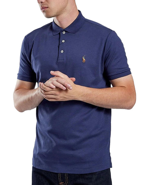 Ralph Lauren Men Custom Fit Polo Shirt Number 3 100% Cotton Navy Blue Size  XS