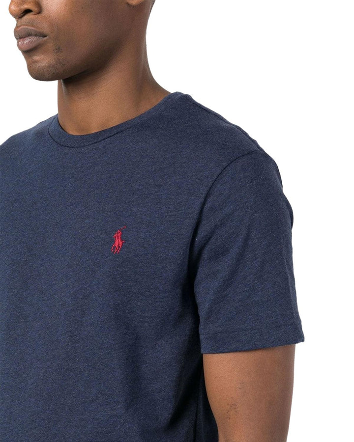 RALPH LAUREN MENS CUSTOM SLIM FIT T-SHIRT SPRING NAVY HEATHER-Designer Outlet Sales