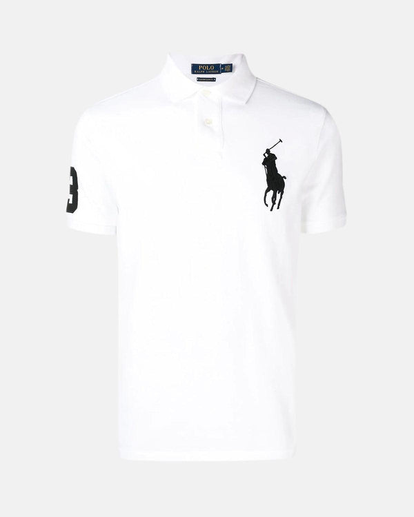 RALPH LAUREN MENS CUSTOM SLIM FIT TEAM POLO SHIRT WHITE-Designer Outlet Sales