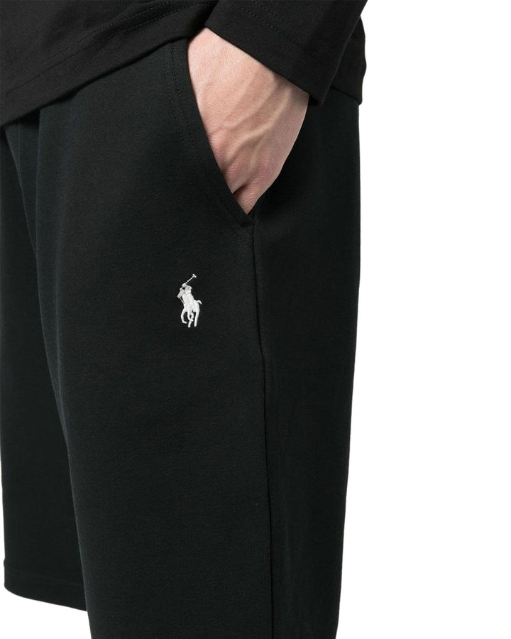 RALPH LAUREN MENS DOUBLE KNIT FLEECE SHORTS BLACK-Designer Outlet Sales