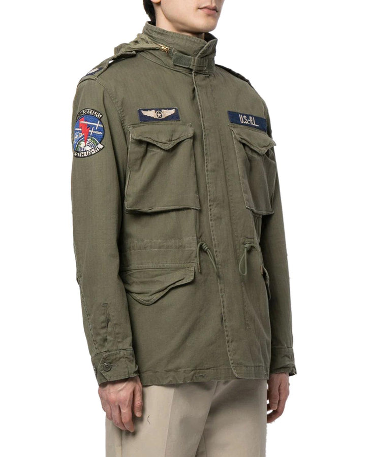 RALPH LAUREN MENS ICONIC M-65 PATCHED FIELD JACKET OLIVE MOUNTAIN-Designer Outlet Sales