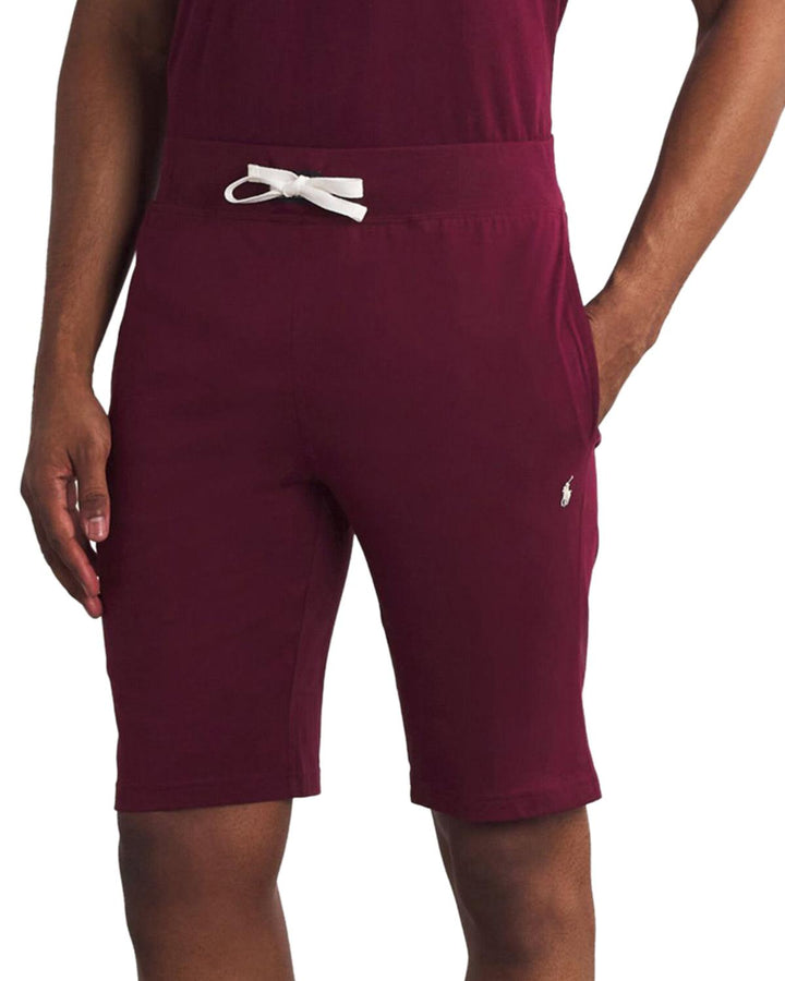 RALPH LAUREN MENS JERSEY SLEEP SHORTS BURGUNDY-Designer Outlet Sales