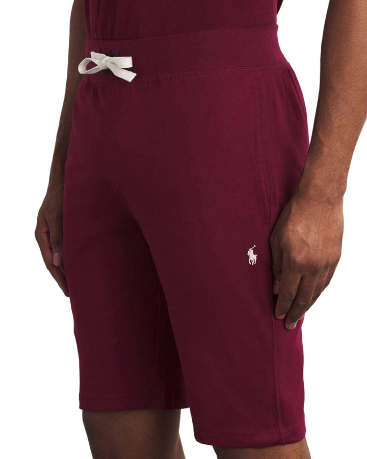 RALPH LAUREN MENS JERSEY SLEEP SHORTS BURGUNDY-Designer Outlet Sales