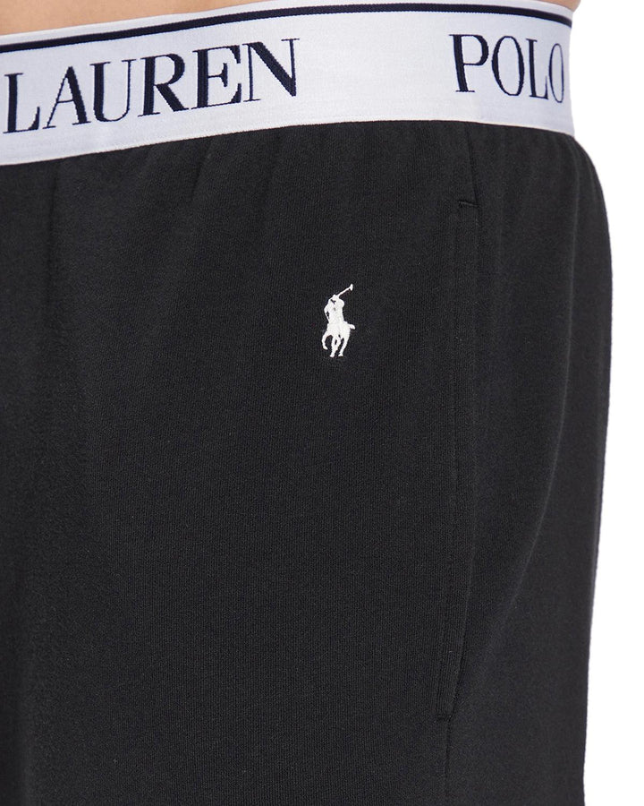 RALPH LAUREN MENS LOGO WAISTBAND SLEEP JOGGERS BLACK-Designer Outlet Sales