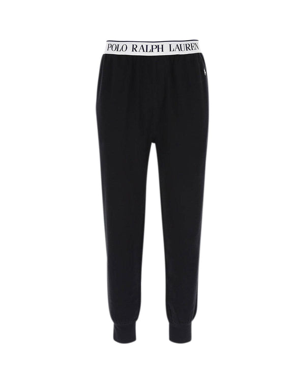 RALPH LAUREN MENS LOGO WAISTBAND SLEEP JOGGERS BLACK-Designer Outlet Sales