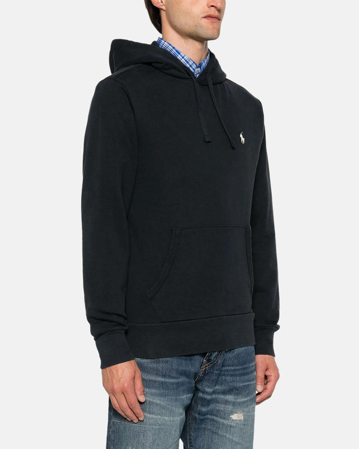 RALPH LAUREN MENS LOOPBACK FLEECE HOODIE BLACK-Designer Outlet Sales