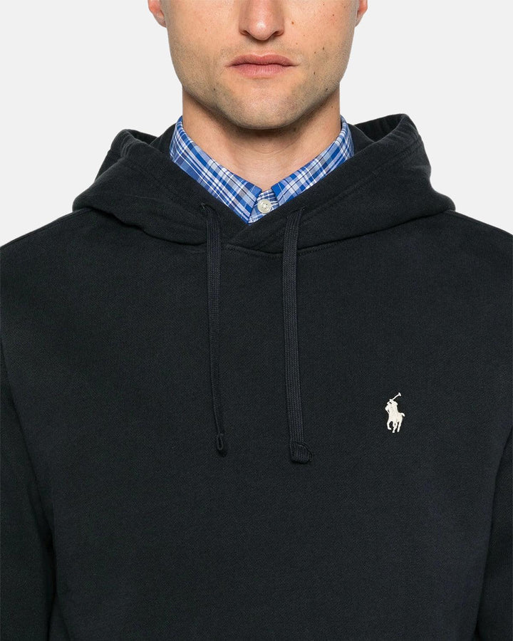 RALPH LAUREN MENS LOOPBACK FLEECE HOODIE BLACK-Designer Outlet Sales