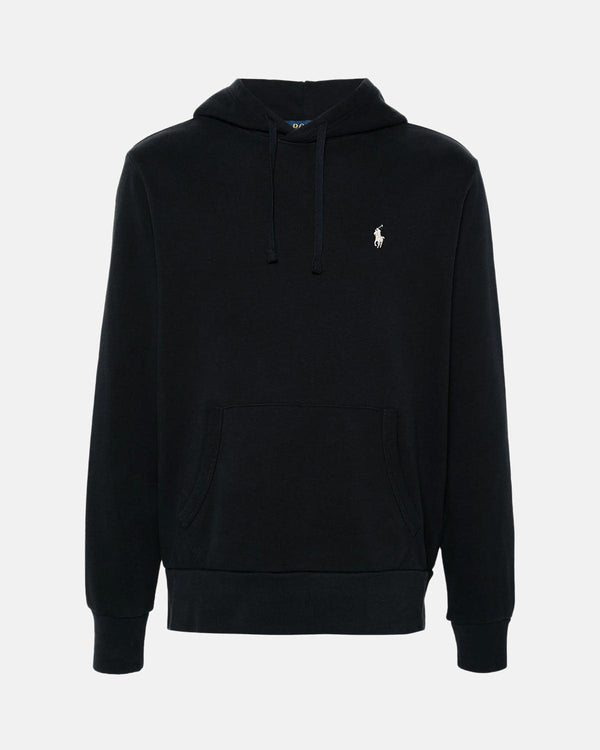 RALPH LAUREN MENS LOOPBACK FLEECE HOODIE BLACK-Designer Outlet Sales