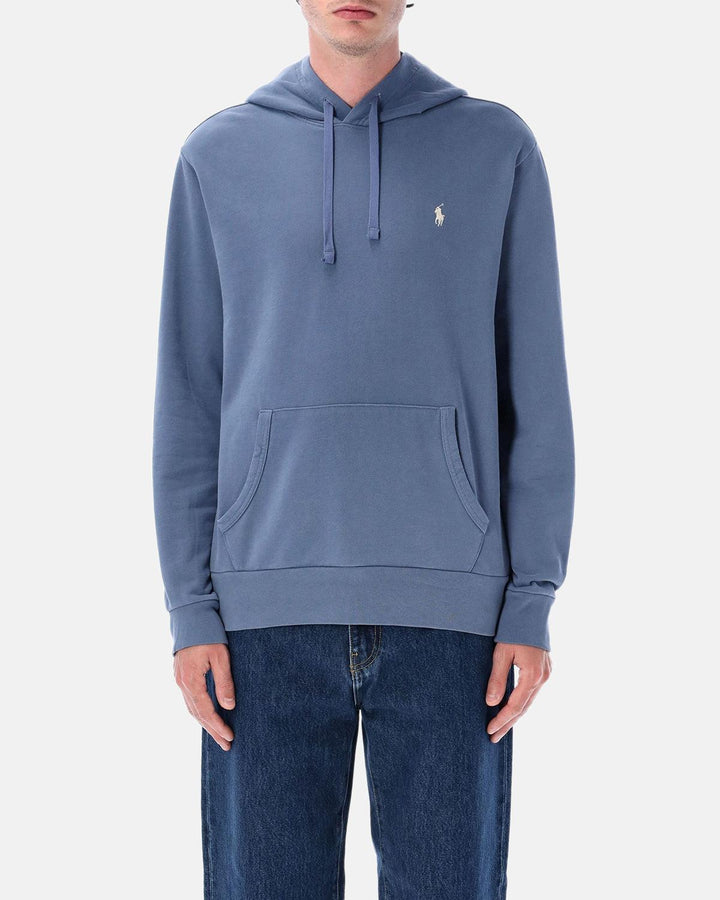 RALPH LAUREN MENS LOOPBACK FLEECE HOODIE CAPRI BLUE-Designer Outlet Sales