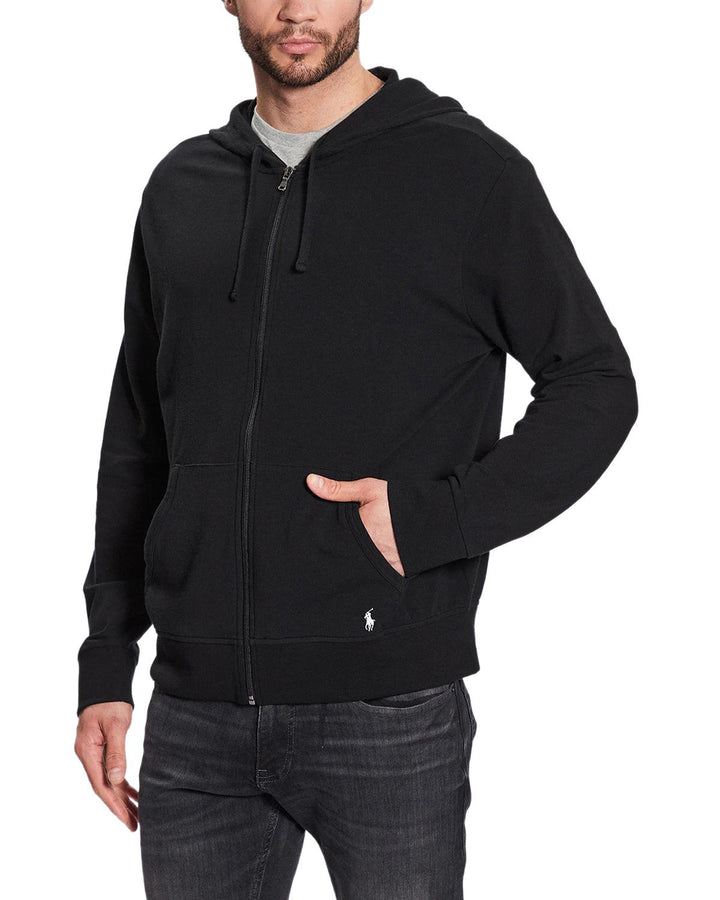 RALPH LAUREN MENS LOUNGE HOODIE BLACK-Designer Outlet Sales