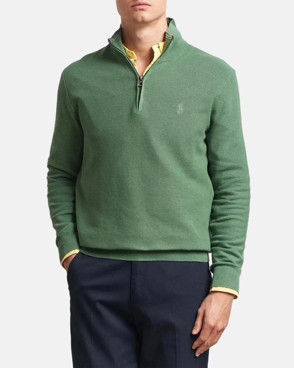 RALPH LAUREN MENS MESH KNIT COTTON 1/4 ZIP JUMPER FATIGUE – RALPH-LAUREN-710932304-522-M | Studio DOS by Designer Outlet Sales