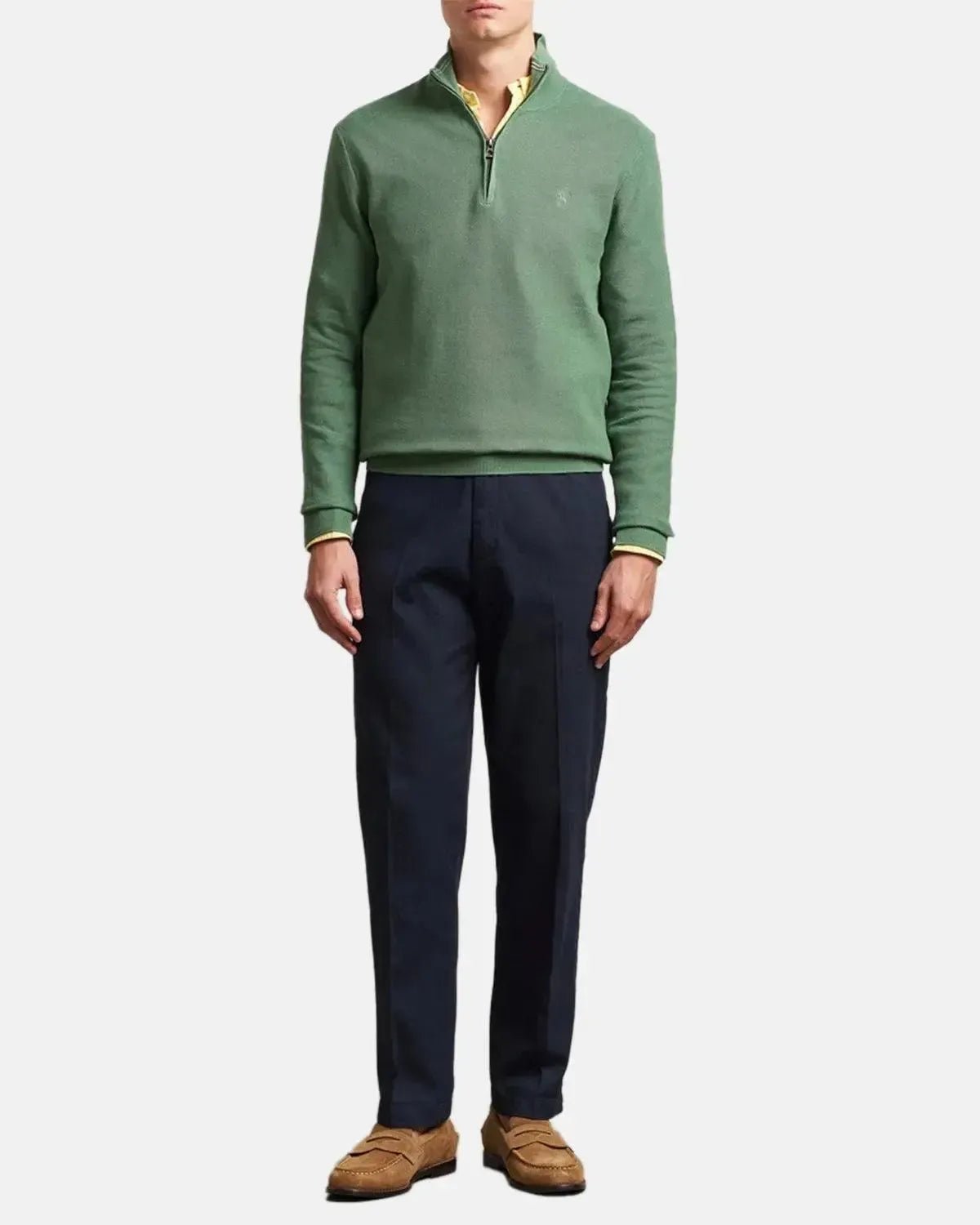 RALPH LAUREN MENS MESH KNIT COTTON 1/4 ZIP JUMPER FATIGUE – RALPH-LAUREN-710932304-522-M | Studio DOS by Designer Outlet Sales