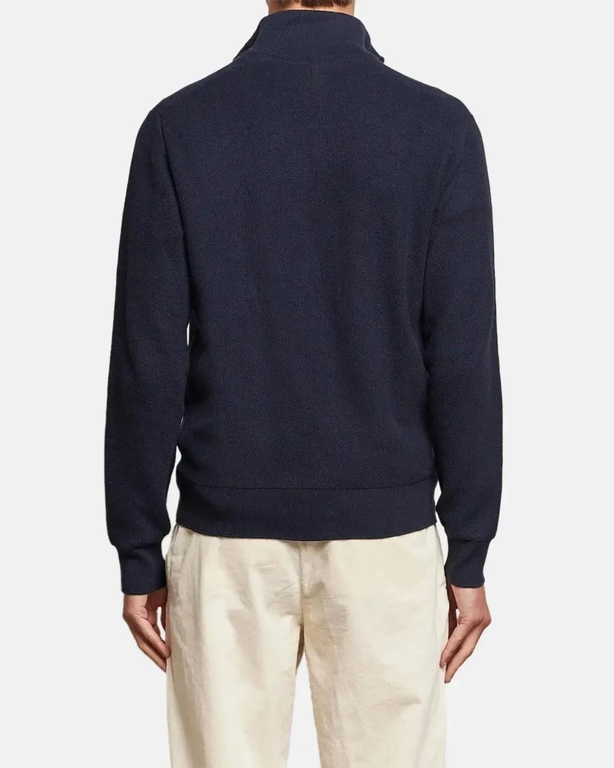 RALPH LAUREN MENS MESH KNIT COTTON 1/4 ZIP JUMPER HEATHER NAVY – RALPH-LAUREN-710932304-001-M | Studio DOS by Designer Outlet Sales
