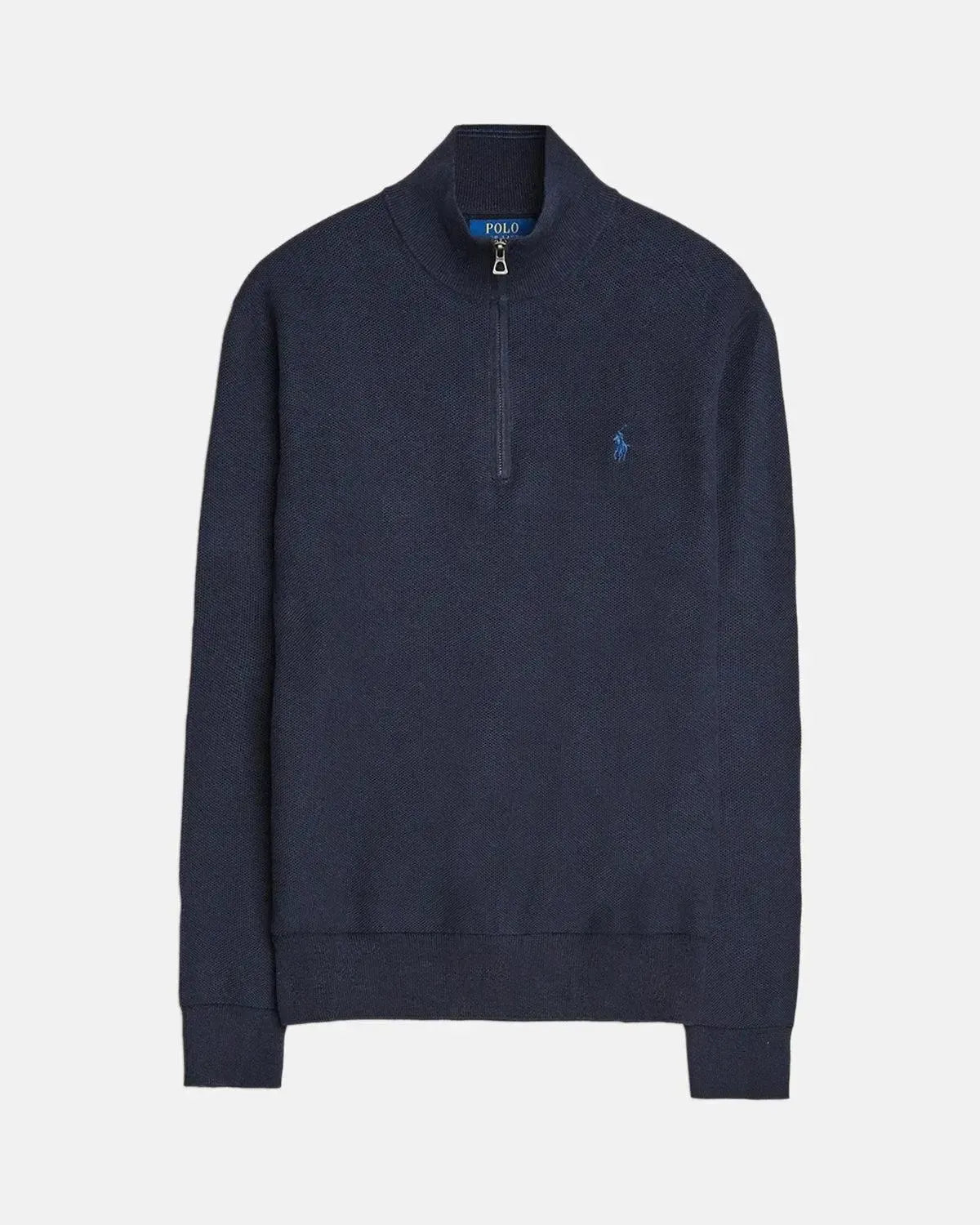 RALPH LAUREN MENS MESH KNIT COTTON 1/4 ZIP JUMPER HEATHER NAVY – RALPH-LAUREN-710932304-001-M | Studio DOS by Designer Outlet Sales