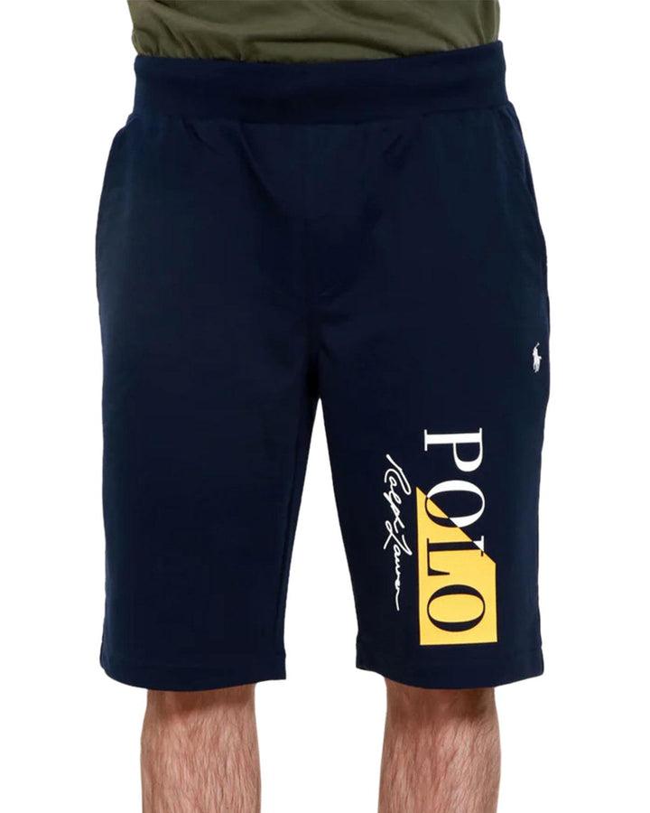 RALPH LAUREN MENS POLO PRINT FLEECE SHORTS NAVY-Designer Outlet Sales