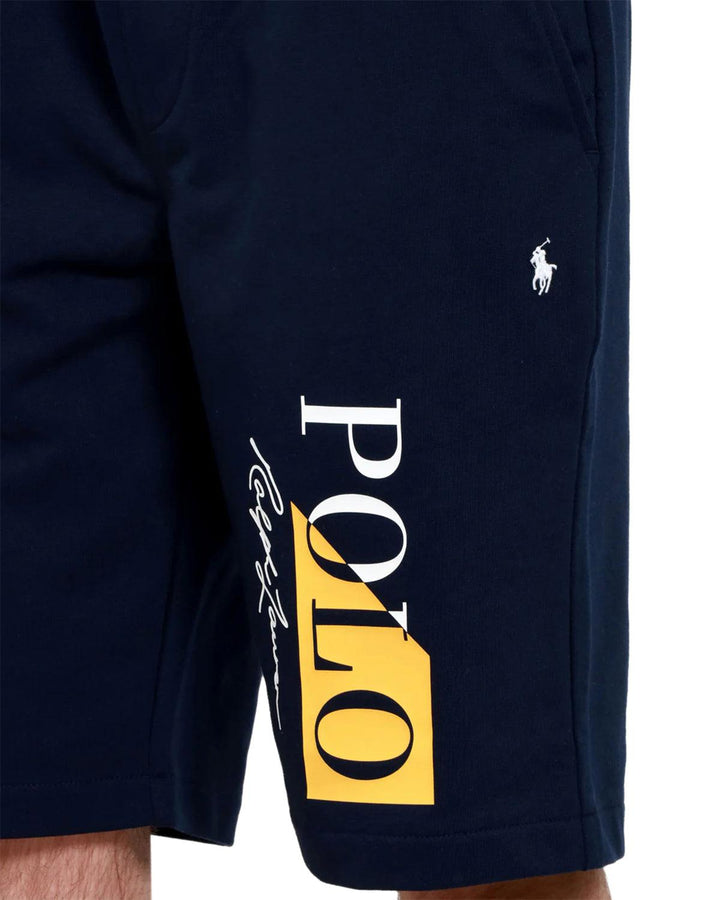 RALPH LAUREN MENS POLO PRINT FLEECE SHORTS NAVY-Designer Outlet Sales