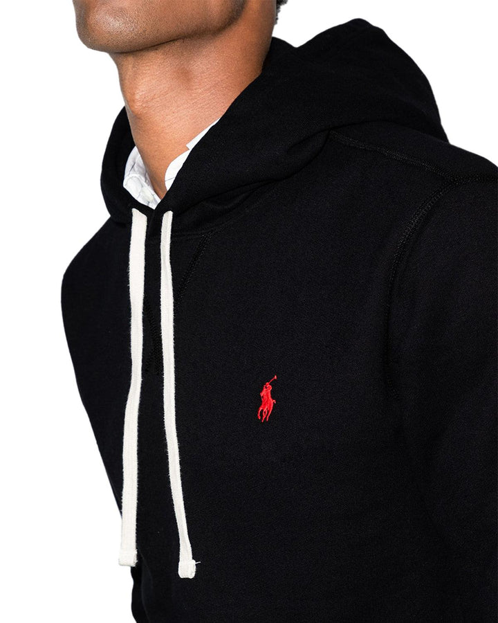 RALPH LAUREN MENS RL FLEECE HOODIE BLACK-Designer Outlet Sales