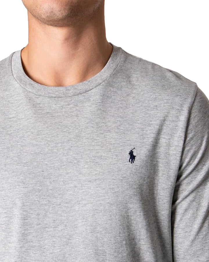 RALPH LAUREN MENS SIGNATURE LS T-SHIRT HEATHER GREY-Designer Outlet Sales