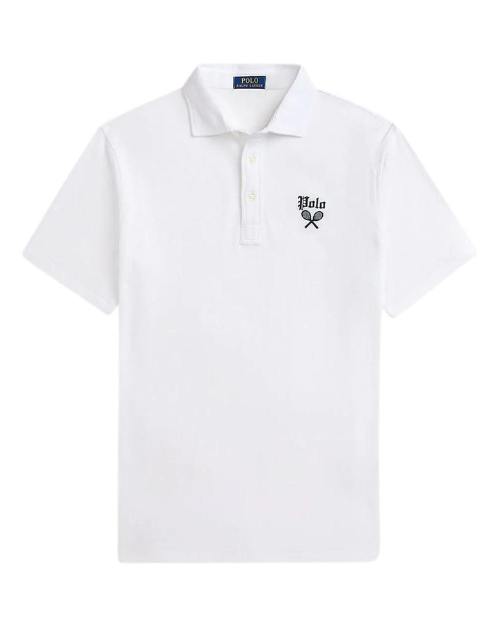 RALPH LAUREN MENS TENNIS CREST MESH POLO SHIRT WHITE-Designer Outlet Sales