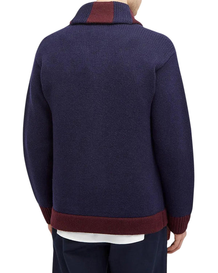 RALPH LAUREN MENS WOOL BLEND LETTERMAN CARDIGAN NAVY-Designer Outlet Sales