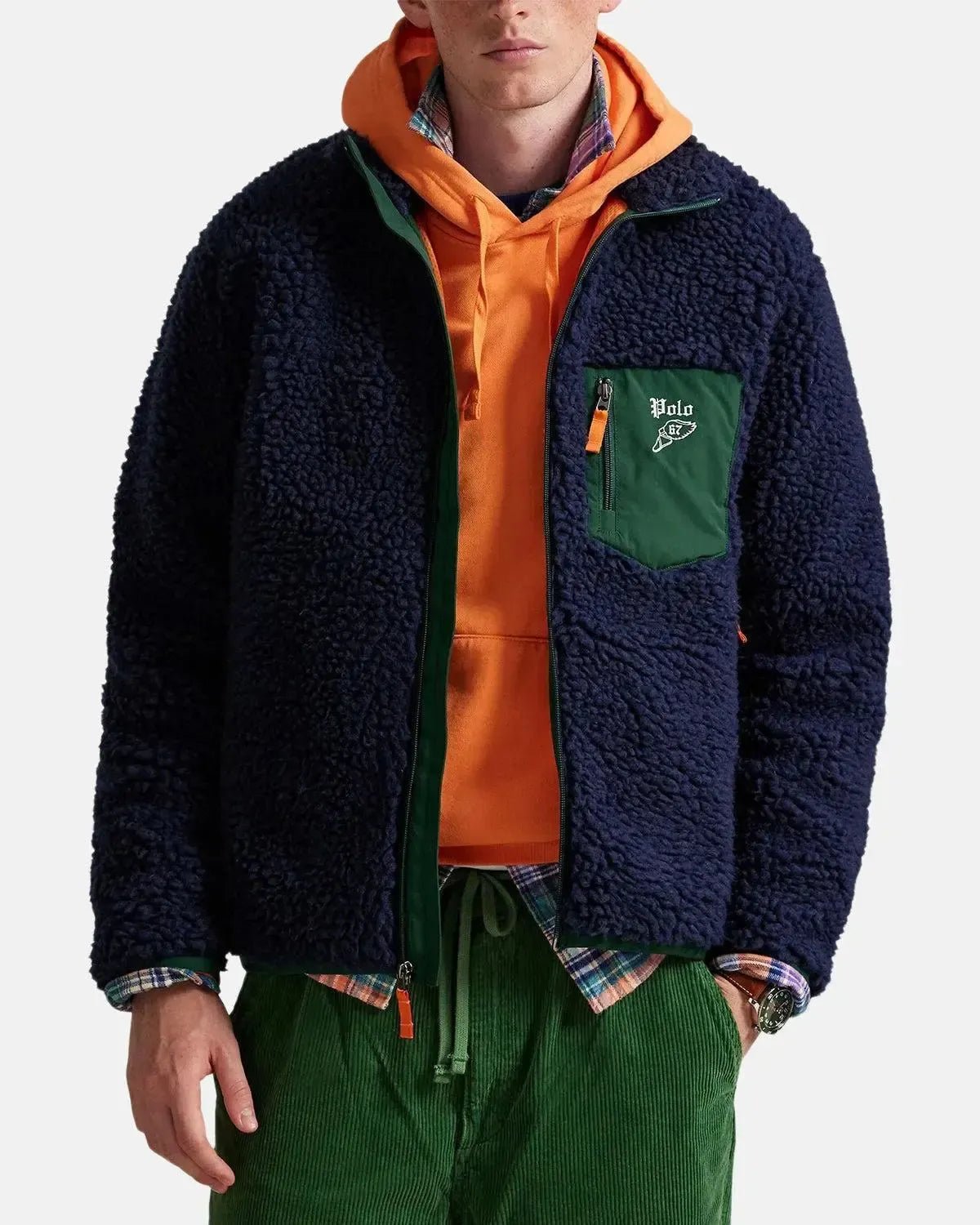 RALPH LAUREN MENS WOOL BORG LOGO SHERPA ZIP THROUGH FLEECE CRUISE NAVY – RALPH-LAUREN-710980869-001-M | Studio DOS by Designer Outlet Sales