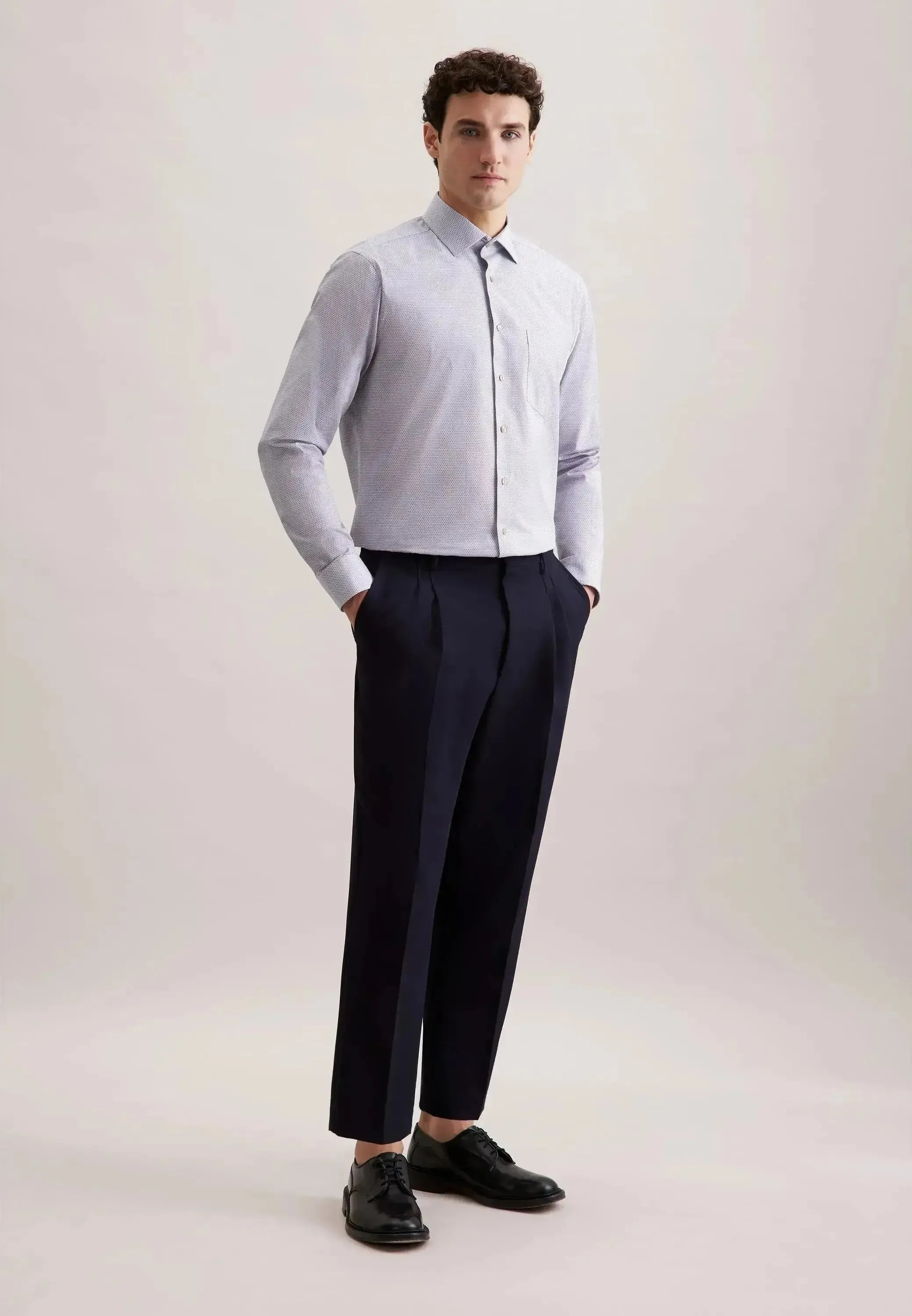 Seidensticker Mens Regular Fit Business Kent Print Pattern Business Shirt Beige – 01.646460-06-37 | Studio DOS by Designer Outlet Sales