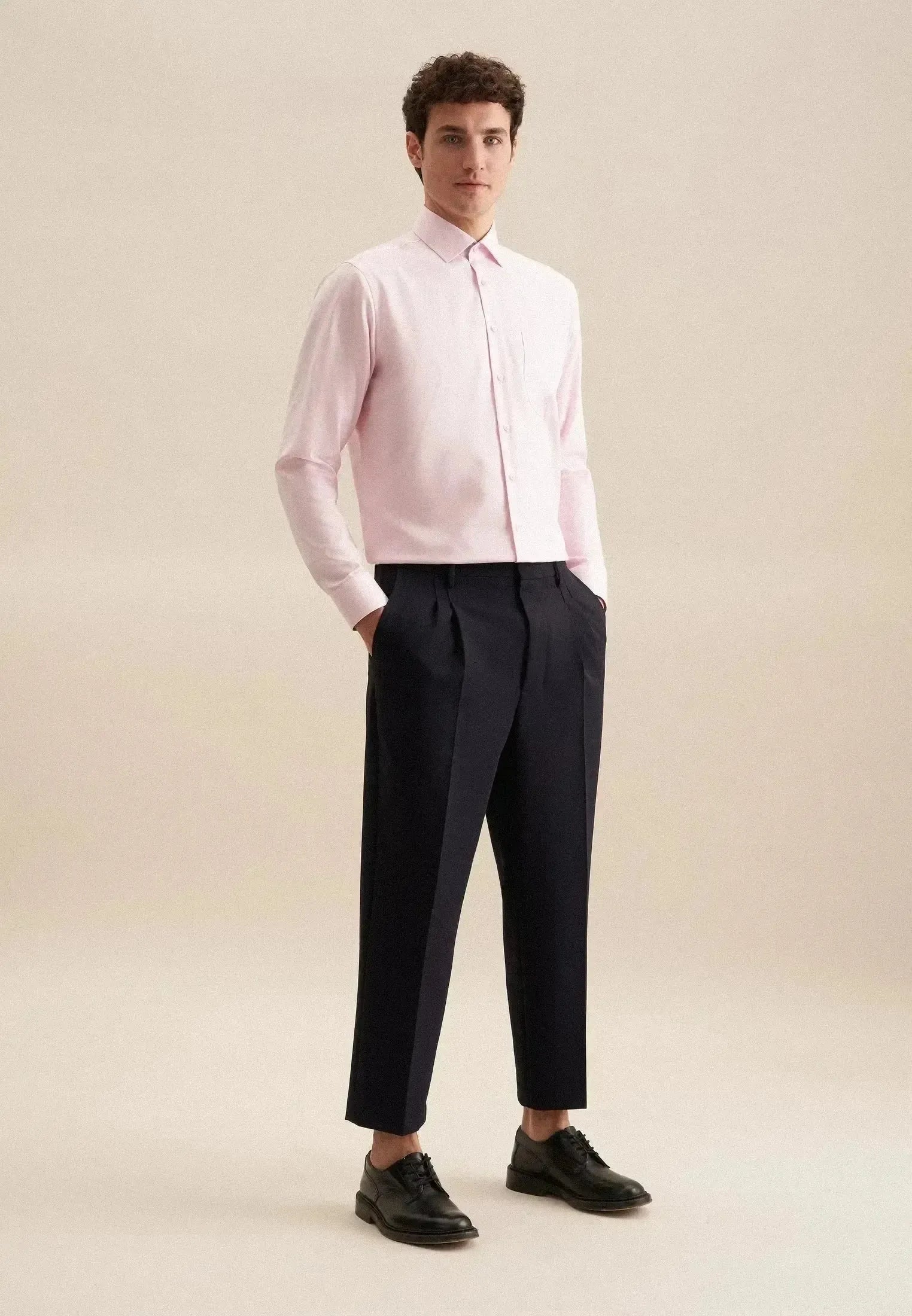 Seidensticker Mens Regular Fit No Iron Business Kent Contrast Patch Business Shirt Pink – 01.147200-42-38 | Studio DOS by Designer Outlet Sales