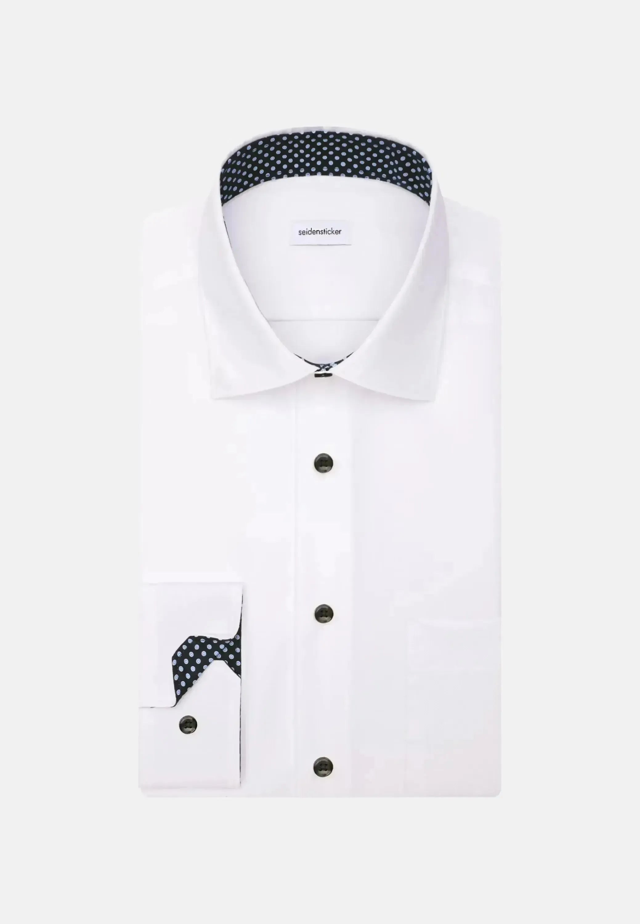 Seidensticker Mens Regular Fit No Iron Contrast Kent Collar Business Shirt White – 01.845538-01-38 | Studio DOS by Designer Outlet Sales