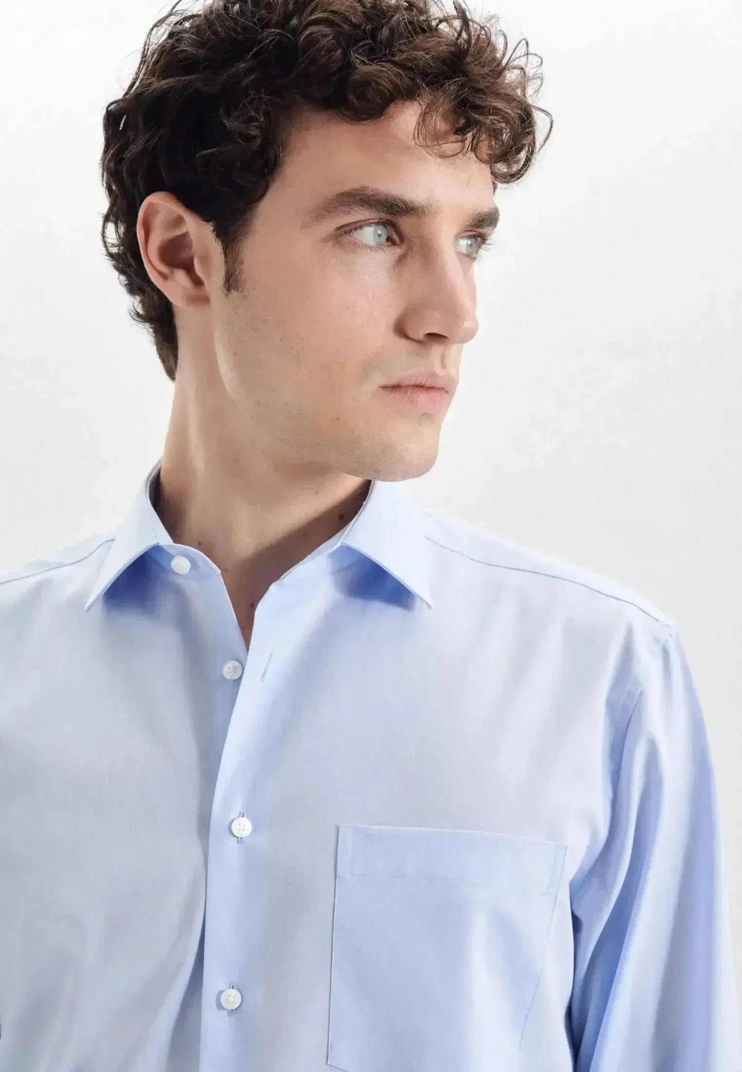 Seidensticker Mens Regular Fit No Iron Kent Collar Business Shirt Light Blue – 01.002000-15-38 | Studio DOS by Designer Outlet Sales