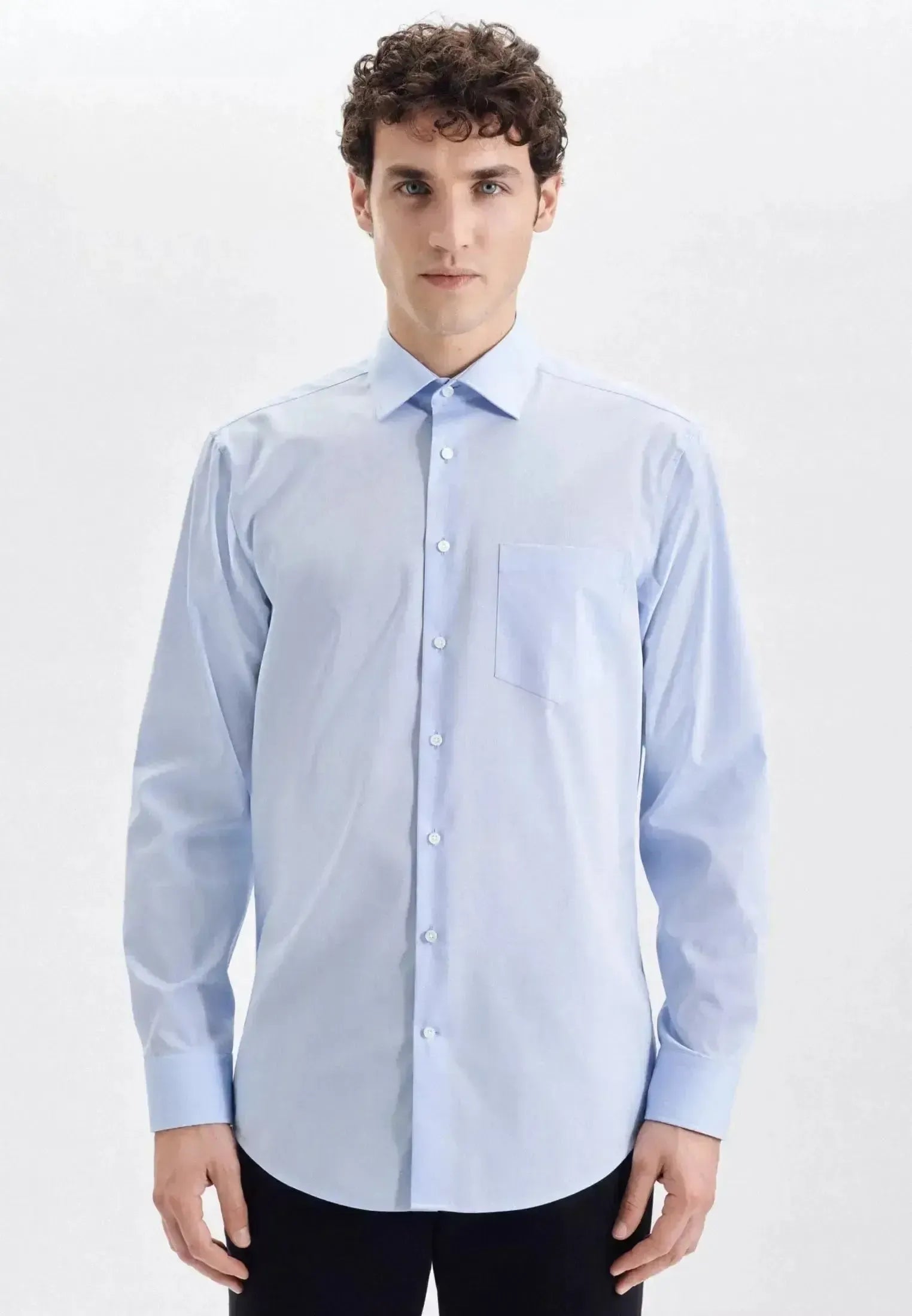 Seidensticker Mens Regular Fit No Iron Kent Collar Business Shirt Light Blue – 01.002000-15-38 | Studio DOS by Designer Outlet Sales