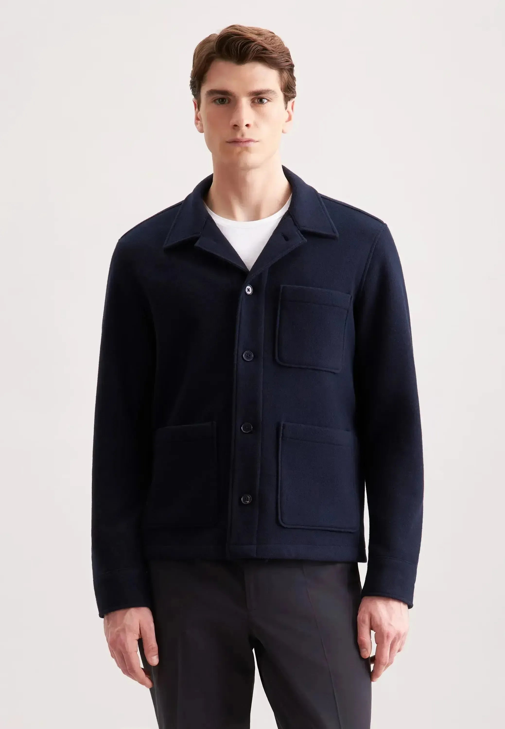 Seidensticker Mens Regular Fit Wool Mix Casual Overshirt Dark Blue – 01.845693-19-S | Studio DOS by Designer Outlet Sales