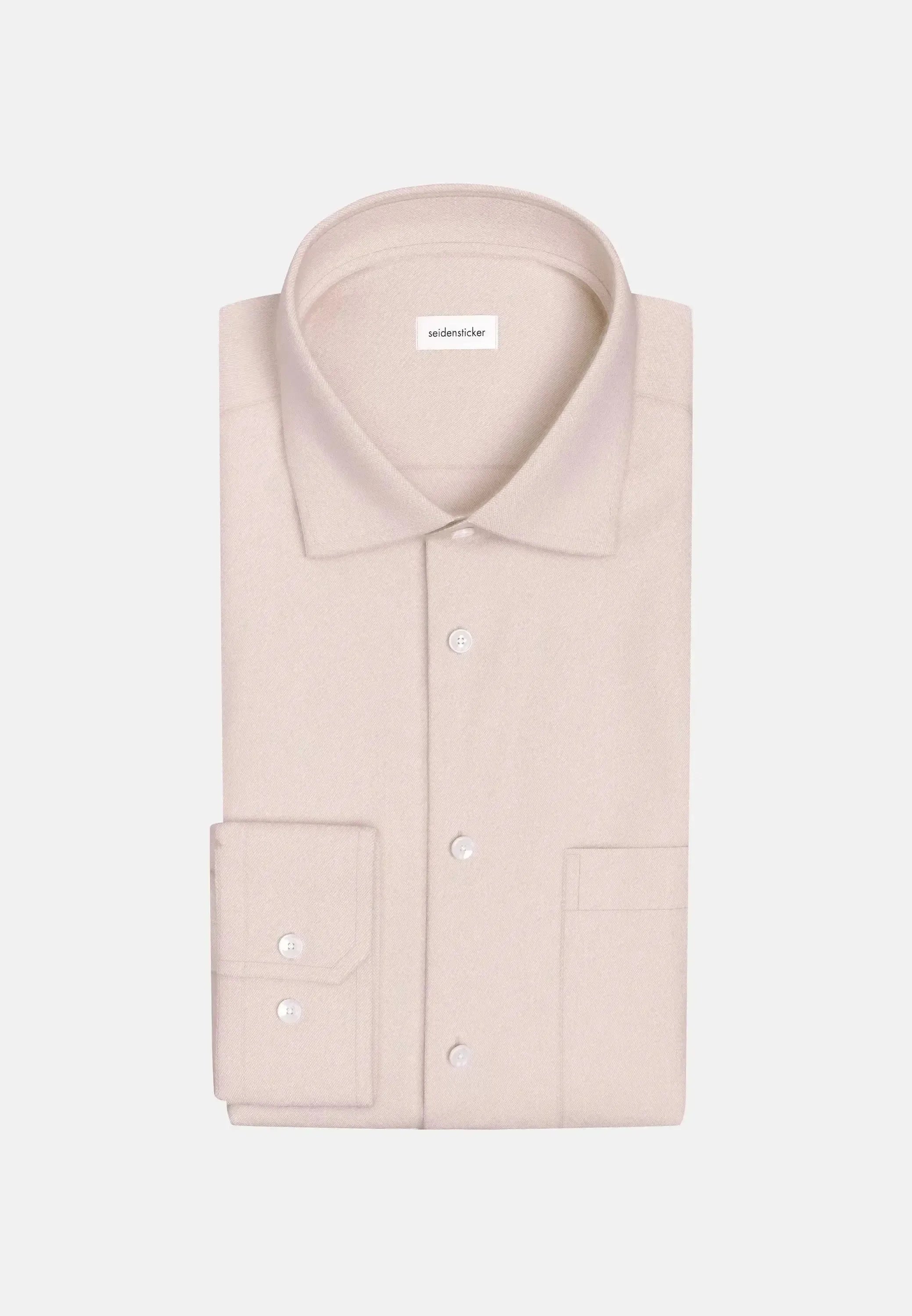 Seidensticker Mens Slim Fit New Kent Flannel Shirt Beige – 01.845321-06-38 | Studio DOS by Designer Outlet Sales