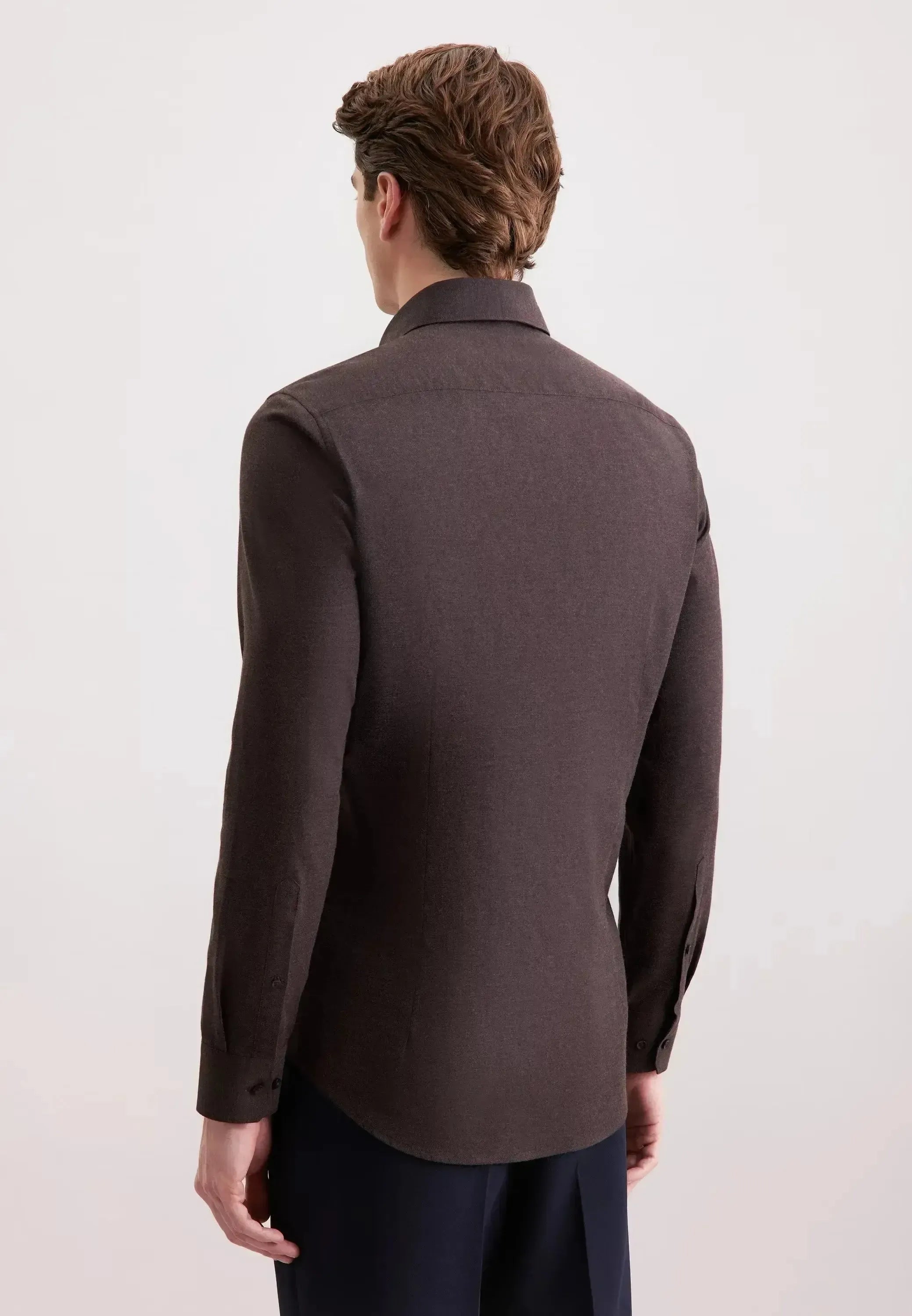 Seidensticker Mens Slim Fit New Kent Flannel Shirt Brown – 01.845321-29-38 | Studio DOS by Designer Outlet Sales