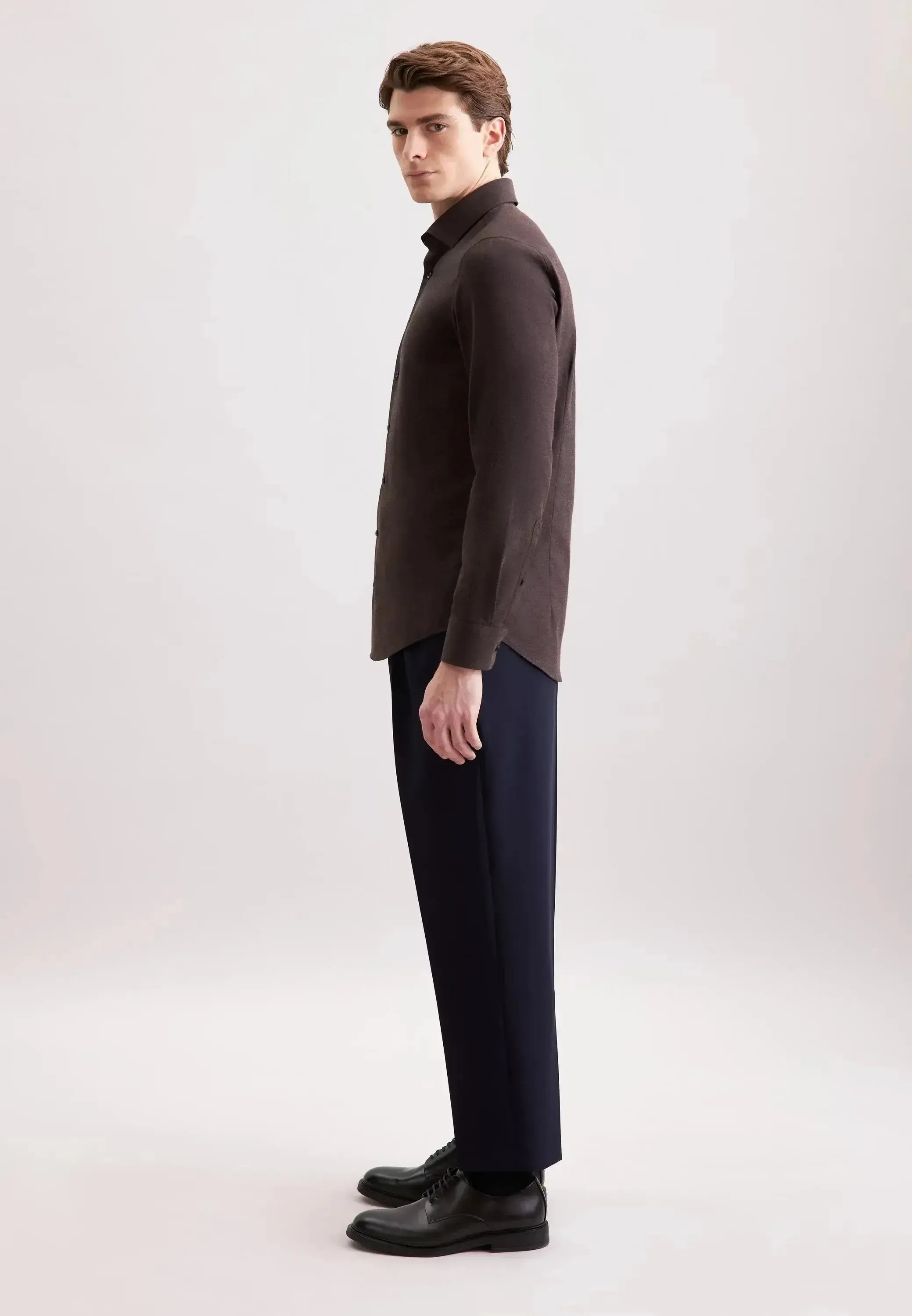 Seidensticker Mens Slim Fit New Kent Flannel Shirt Brown – 01.845321-29-38 | Studio DOS by Designer Outlet Sales