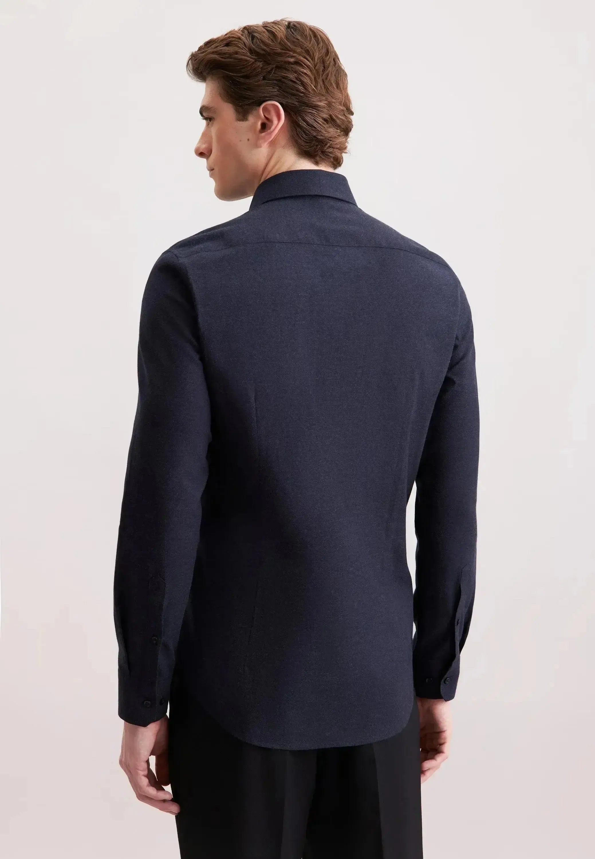 Seidensticker Mens Slim Fit New Kent Flannel Shirt Dark Blue – 01.845321-18-38 | Studio DOS by Designer Outlet Sales