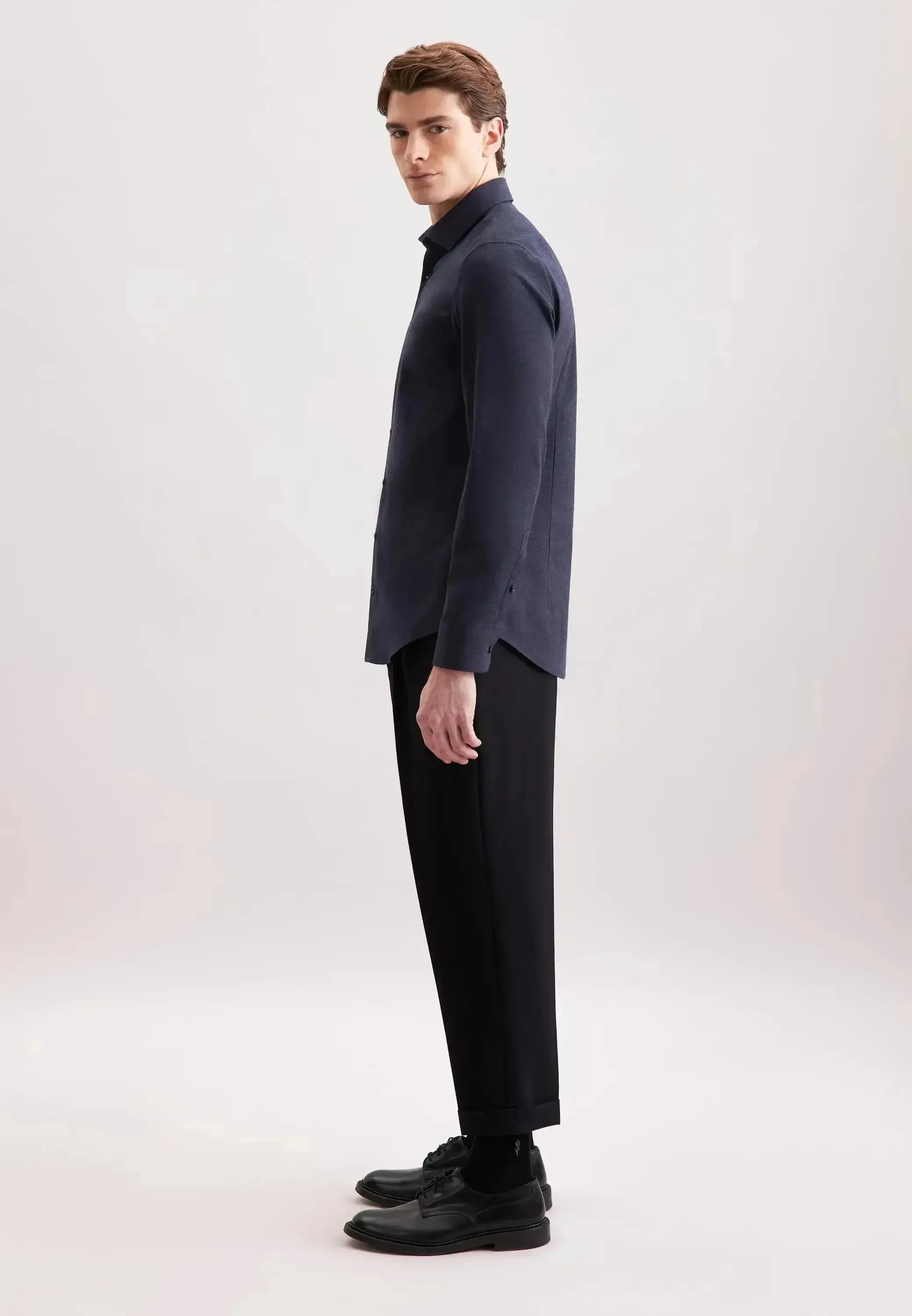 Seidensticker Mens Slim Fit New Kent Flannel Shirt Dark Blue – 01.845321-18-38 | Studio DOS by Designer Outlet Sales