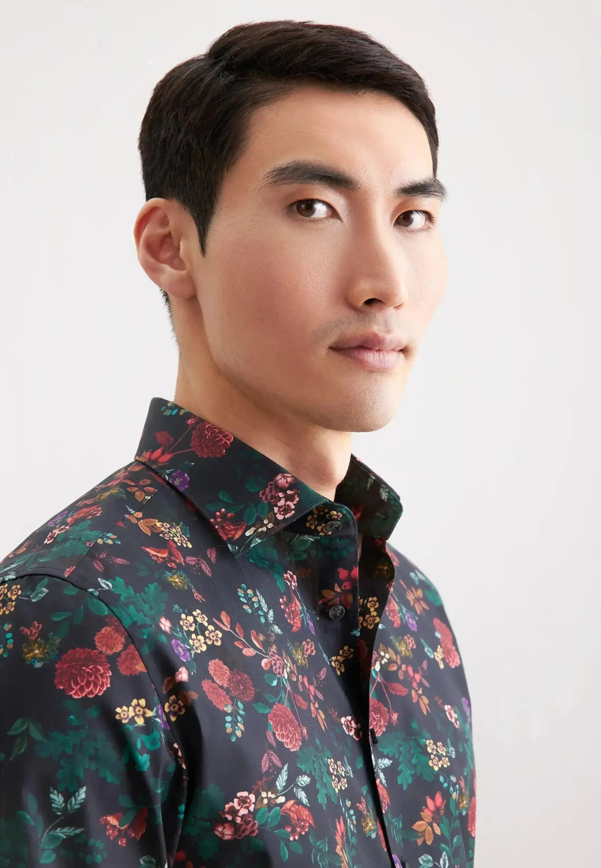 Seidensticker Mens Slim Fit New Kent Floral Shirt Grey – 01.845472-37-37 | Studio DOS by Designer Outlet Sales