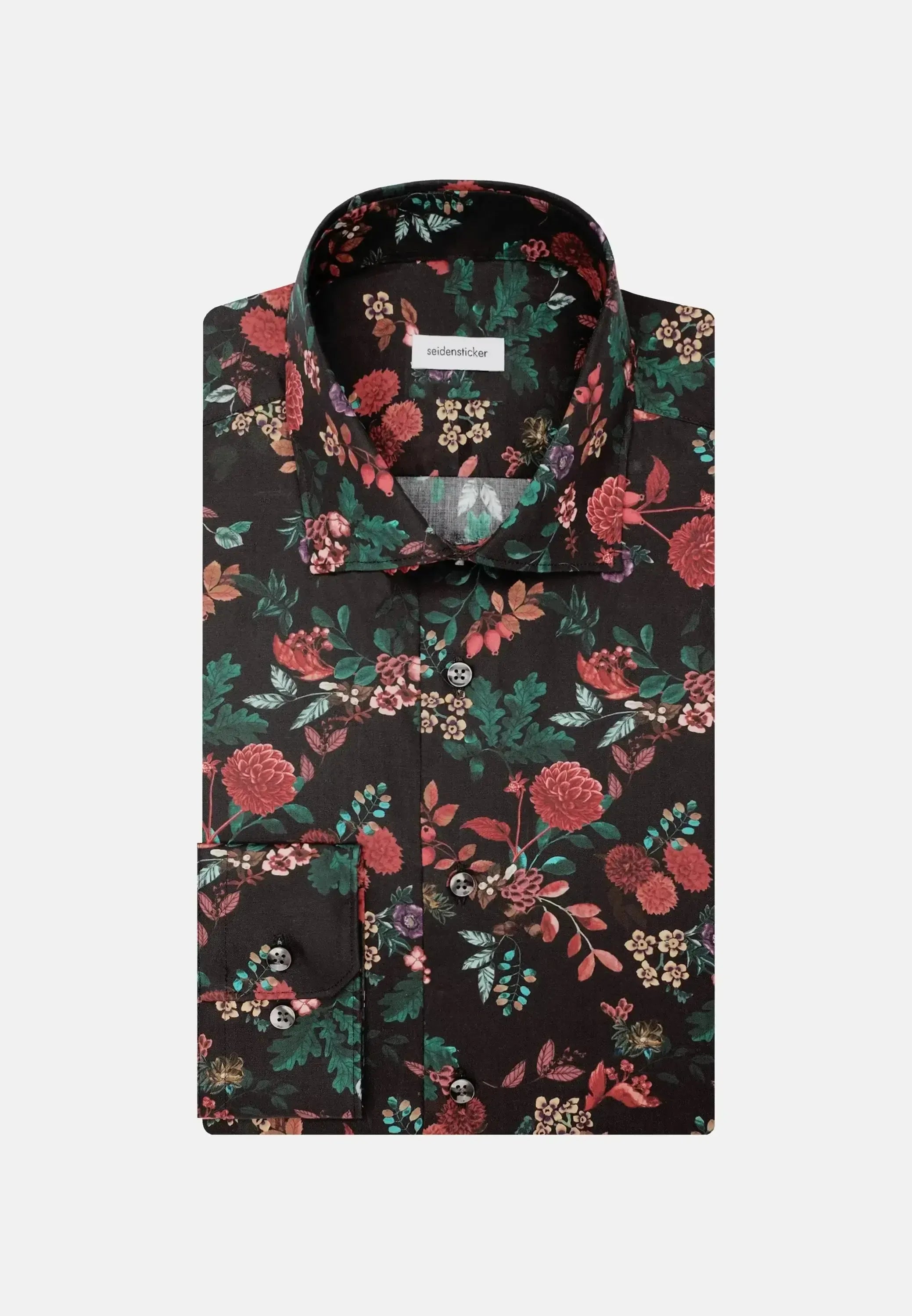 Seidensticker Mens Slim Fit New Kent Floral Shirt Grey – 01.845472-37-37 | Studio DOS by Designer Outlet Sales