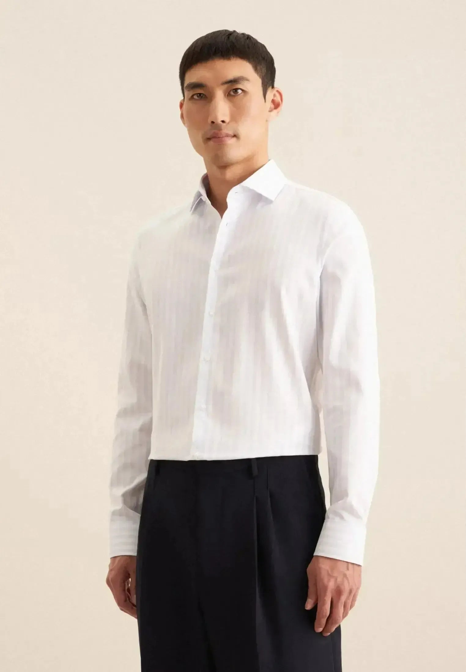 Seidensticker Mens Slim Fit No Iron Spread Kent Structured Stripe Business Shirt Light Blue – 01.646087-10-37 | Studio DOS by Designer Outlet Sales