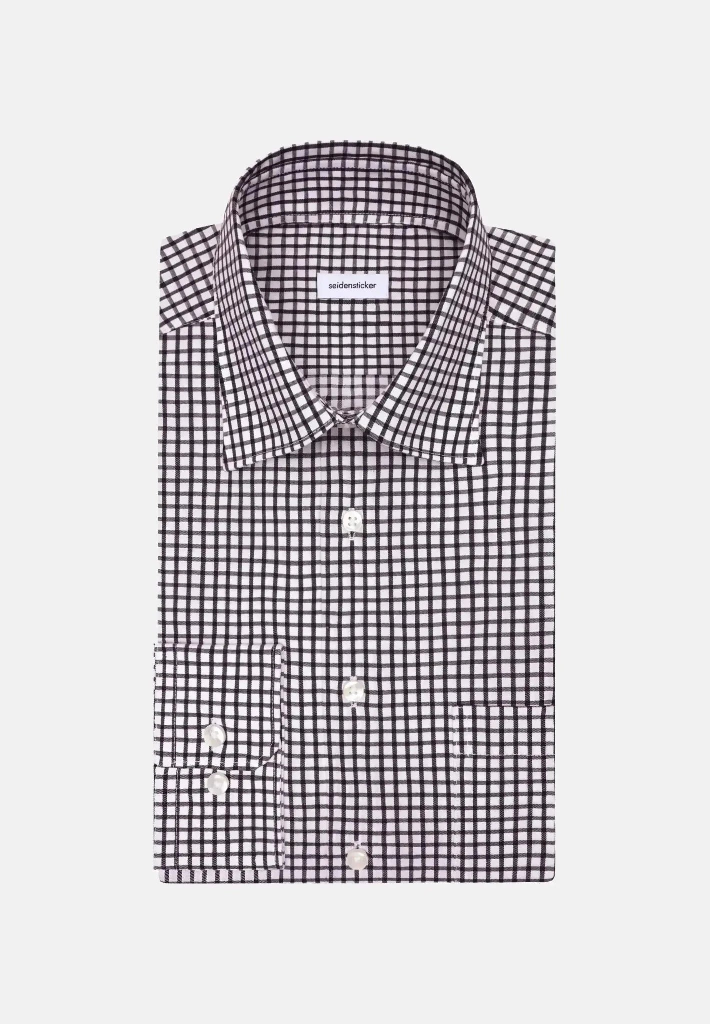 Seidensticker Regular Fit No Iron Covered Button Down Check Business Shirt Dark Blue – 01.845641-18-38 | Studio DOS by Designer Outlet Sales